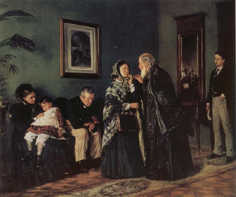 Makovsky, Vladimir In the Doctor-s Wating Room Germany oil painting art